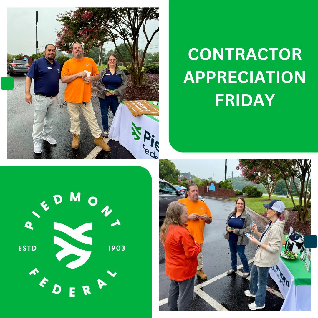 PiedmontFederal's tweet image. Hard hats, full hearts, and biscuit-filled bellies 💙 

We wrapped up our final #ContractorAppreciationFridays in High Point with Biscuitville + Rock 92! To all who build, fix, wire, or pave our communities — thank you for all you do! 

#LocalContractors #PiedmontFederalBank
