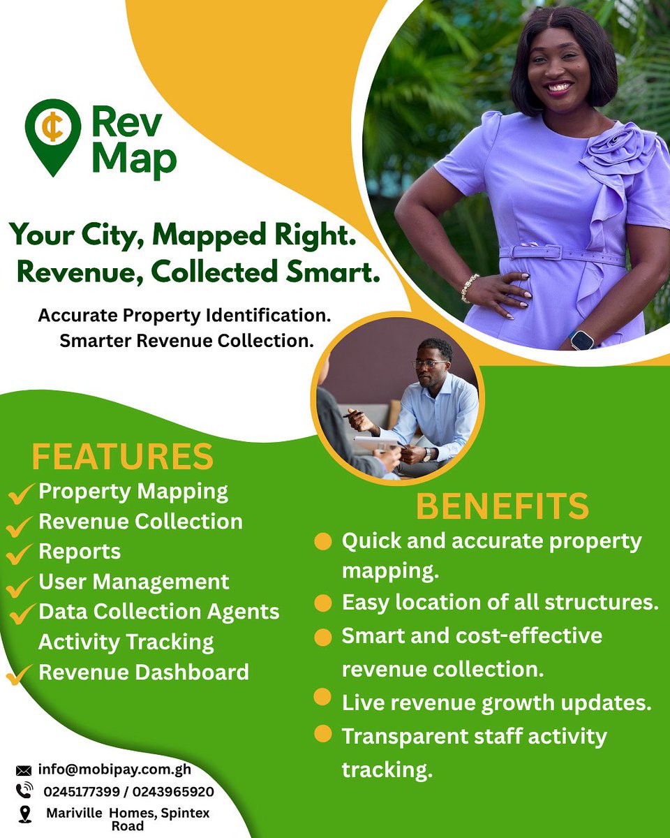 mobipayghana's tweet image. Map your city. Collect revenue smarter. 📍💰 RevMap delivers accurate property mapping, live revenue dashboards, and transparent staff tracking.
📞 Call 0245177399 | ✉️ info@mobipay.com.gh
#RevMap #RevenueGrowth #SmartMapping #PropertyMapping  #MobiSolutions #G