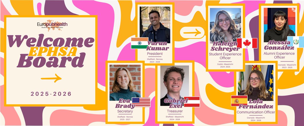 Meet the new EPHSA Board 2025–2026! 🌍🌟🎉

This team brings fresh perspectives to build a stronger, more inclusive Europubhealth community.
Stay tuned, exciting things are on the way! ⚡️🌱💡

#Europubhealth #PublicHealthLeaders #GlobalHealth #StudentVoices #CommunityBuilding