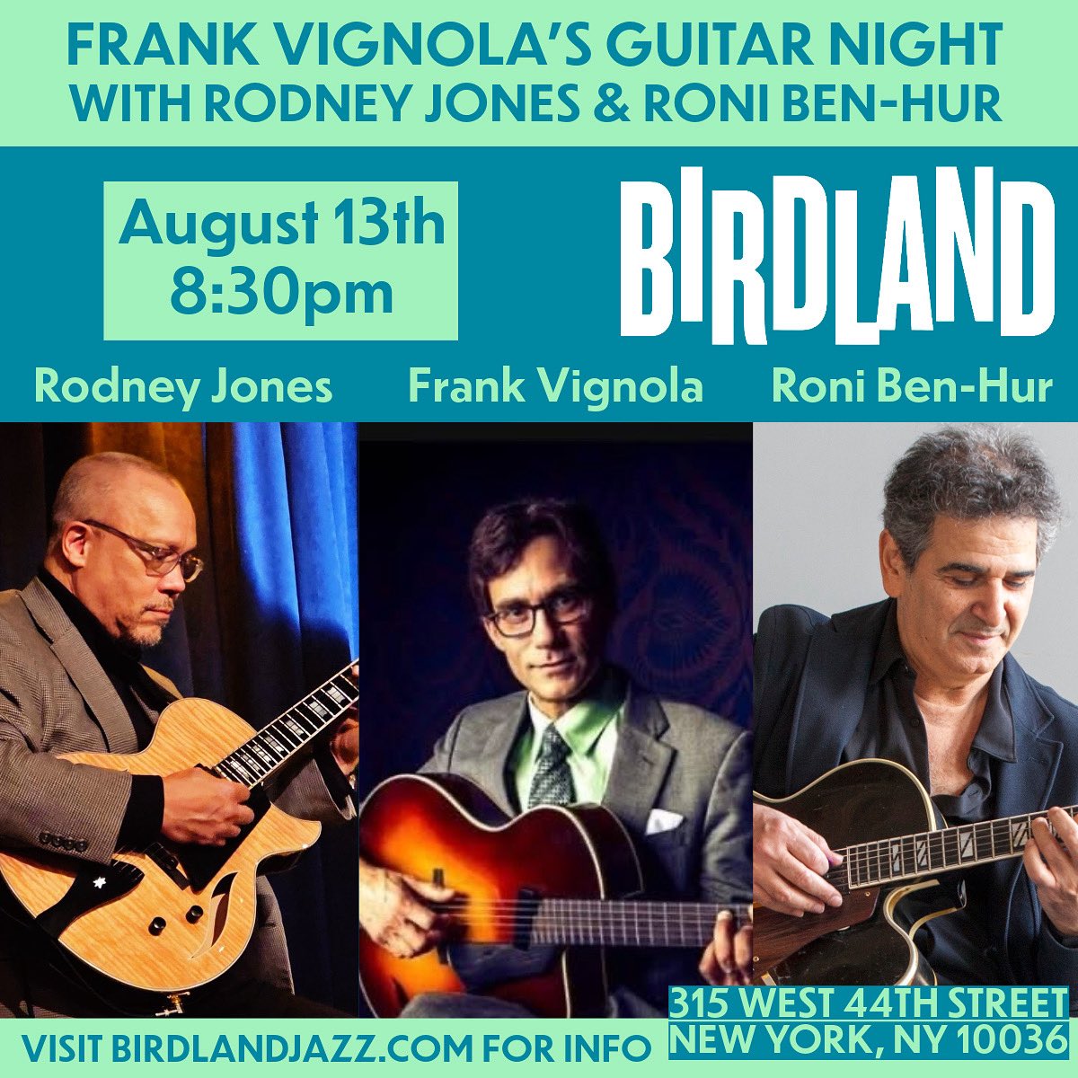 ronibenhur's tweet image. What a thrill to share the stage with these two guitar heroes at Frank’s legendary Guitar Night.

Wednesday, August 13, 8:30pm at Birdland Theater

#ronibenhur #birdland #frankvignola #rodneyjones #jazz #guitarjazz #jazztrio #guitarnight