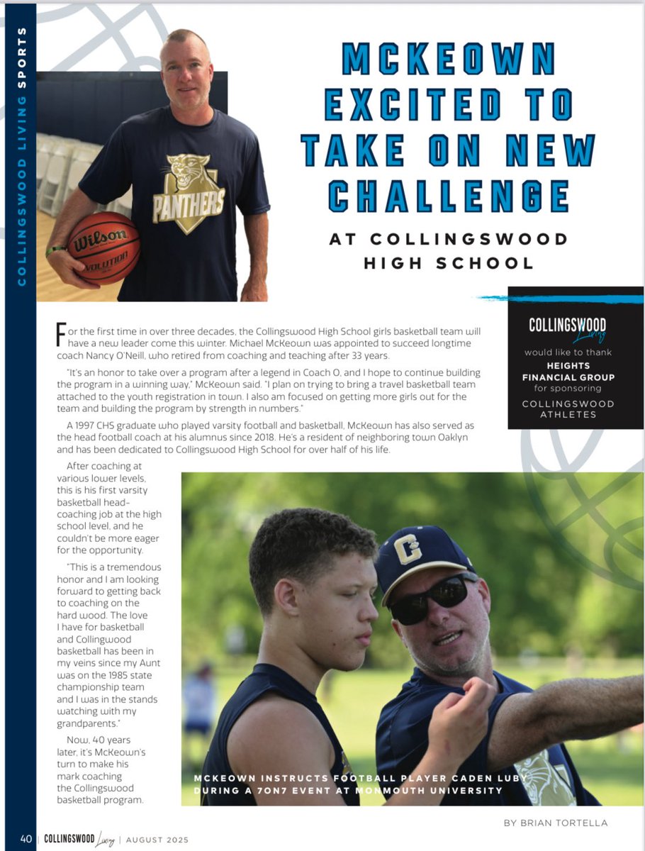 A little column on Mike McKeown being named the head girls hoops coach at Collingswood for the Colls Living Magazine. He does it all! 🏈🏀