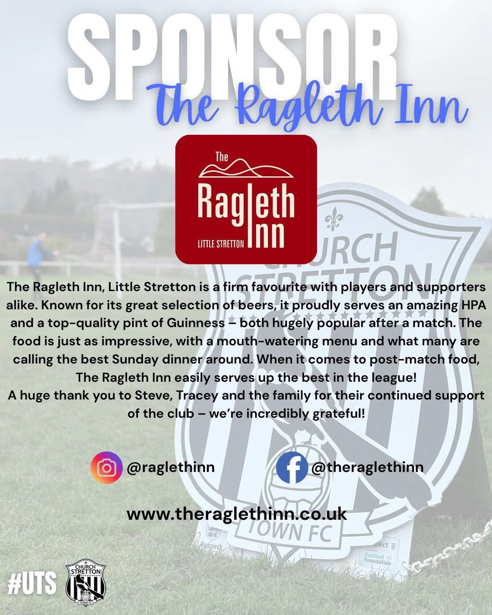 New season, new kit 🥶

A huge thank you to The Ragleth Inn, Little Stretton, who continue to sponsor our home shirt. Not only do they make sure we look the part on the pitch, they also offer the best post match hospitality in the county and we couldn’t be more grateful! 

#UTS