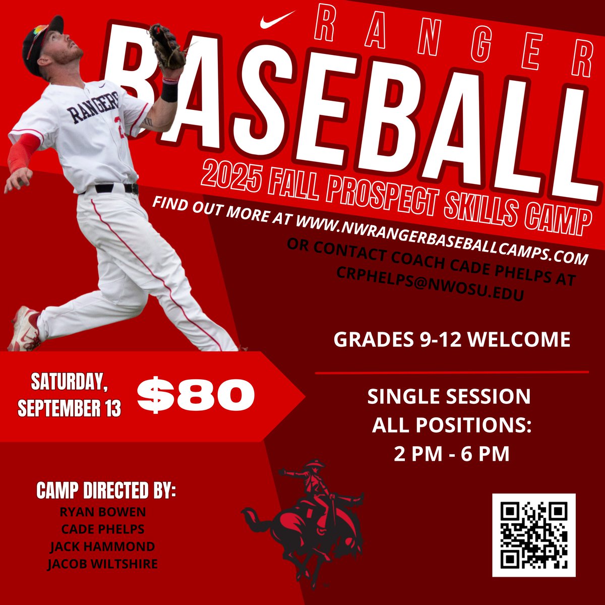 We are excited to announce our 2025 Fall High School Prospect Skills Camp on Saturday, September 13th! This is an awesome opportunity for HS players to get in front of and work with our coaching staff! 

Sign up at nwrangerbaseballcamps.com #RRR