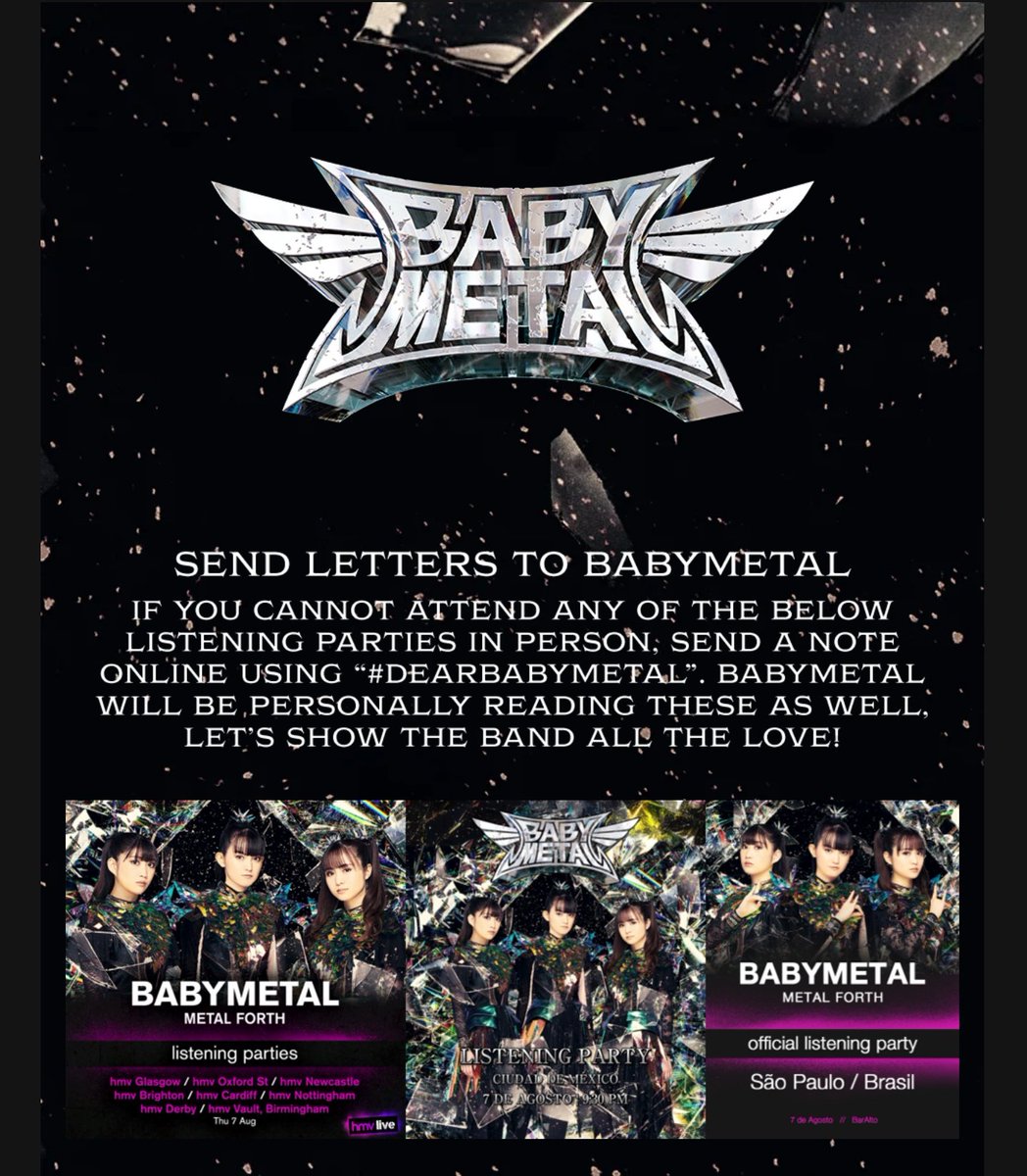 Just received this email from Polydor. 

Apparently, by tagging #DearBABYMETAL they will read your messages. Hmm, what to write? 🤔
