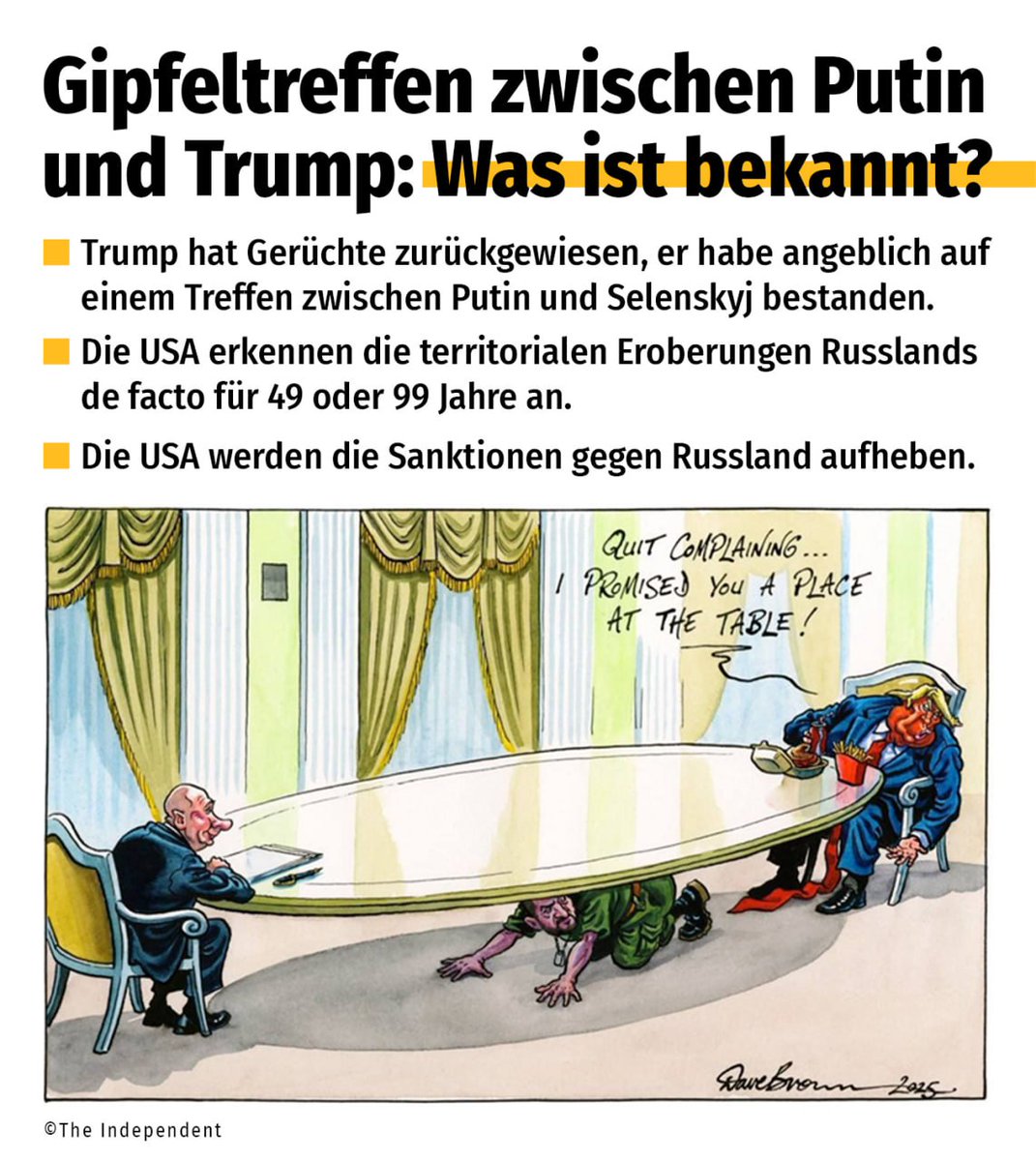 Trump hat Netanjahu während eines Telefonats angeschrien, als dieser ihm sagte, dass es keinen Massenhunger in Gaza gebe, berichtet NBC. Doch Putin hört Trump mit äußerster Respekt zu. #Demokratie #Kanzler #Kampagne #Staatsräson #f1twtselfieday #Schaden
