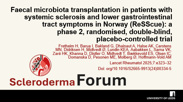 ScleroForum's tweet image. The ReSScue trial provides valuable insights that can inform future GIT studies in patients with systemic sclerosis, as shown by Fretheim et al.
👀See the full insights from the #SclerodermaForum: ow.ly/hm7A50WnvS8