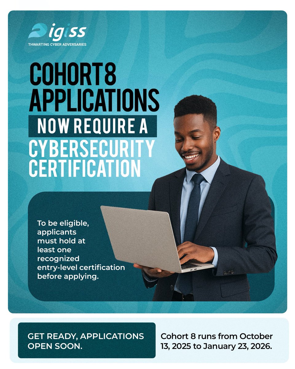 New Eligibility Requirement for Our Cybersecurity Internship Program 🚨

As we kick off Cohort #8 (October 13, 2025 to January 23, 2026) of our 15-week Cybersecurity Internship Program, we're raising the bar to attract quality candidates whilst ensuring stronger outcomes for our