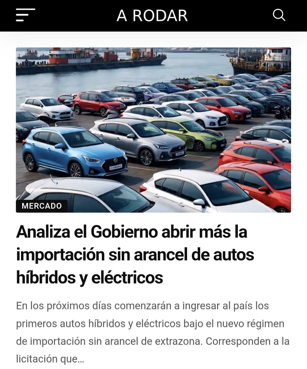 Dato. El Gobierno analiza abrir más importación de autos sin arancel para q bajen precios. Es para híbridos y eléctricos. Cambiaría cupo fijo x porcentaje más alto de mercado. En ADEFA lo niegan. Este mes los 0km subieron hasta 12%. Lo cuento acá 👇
arodarpost.com.ar