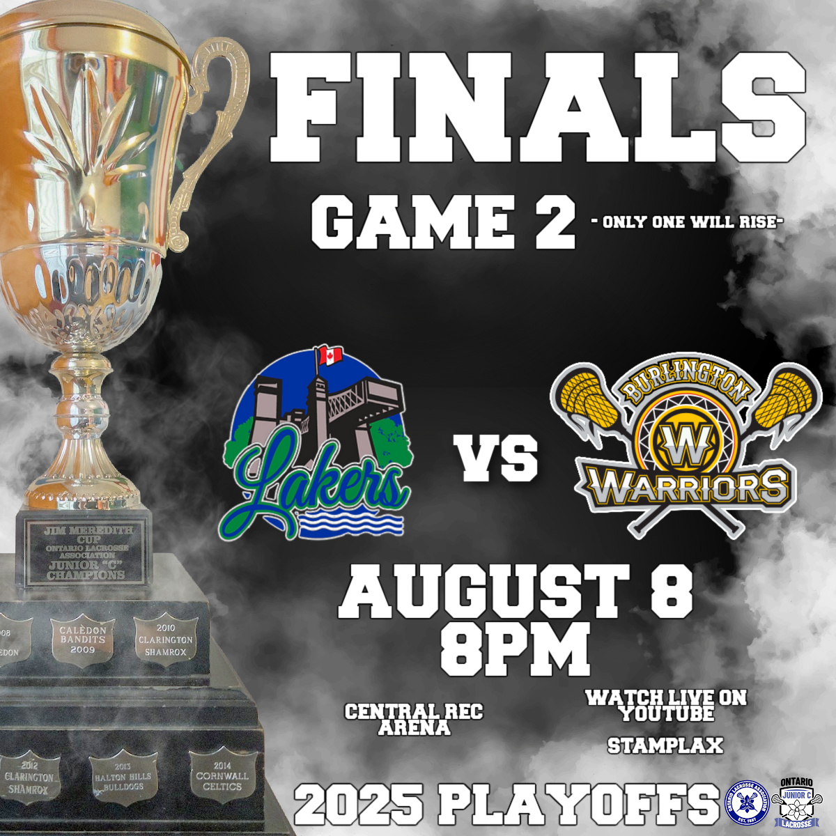 🏆 Meredith Cup Final – Game 2

Lakers lead 1–0 after an 11–9 win in Game 1.
Now it’s Burlington’s turn at home.

📅 Aug 8 – 8 PM
📍 Central Rec Centre, Burlington

#OJCLL #MeredithCup #RoadToTheCup