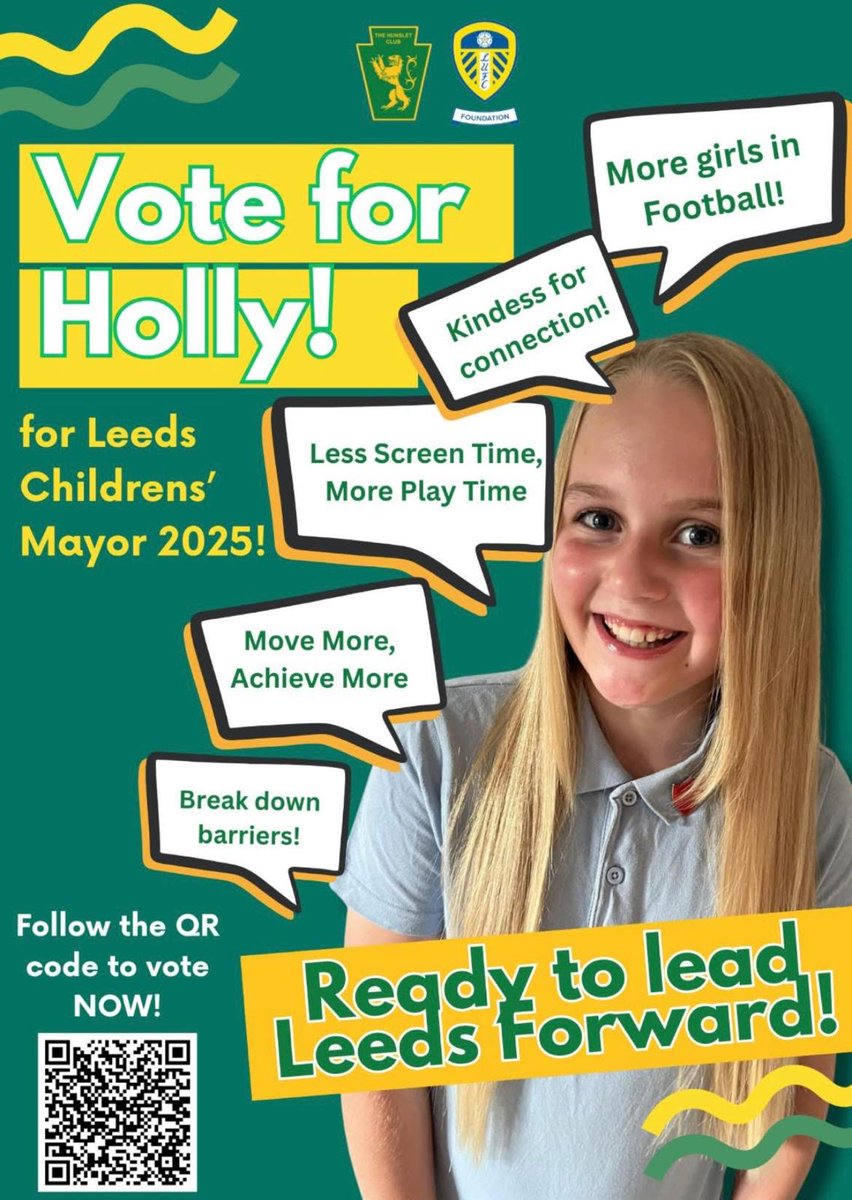 We are proud to be supporting ETC footballer, Holly in her campaign to become Leeds Children’s Mayor! 💫⚽️

Voting is open to anyone under the age of 18! Voting closes at 5pm on Monday 29th September 2025. 

surveys.leeds.gov.uk/s/LCMVoting25/