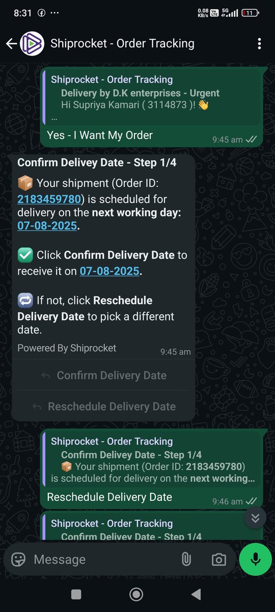 Rajaj6685's tweet photo. Hello @ITC_Limited @BingoSnacks, my parcel (Tracking No. - 7D116920738) — a ₹250 gift hamper sent as compensation for Complaint No. 3114873 — has been stuck with @DTDCIndia since 5 Aug 2025. Delivery postponed multiple times. Please help ensure urgent delivery. https://t.co/k0dlalTVgT