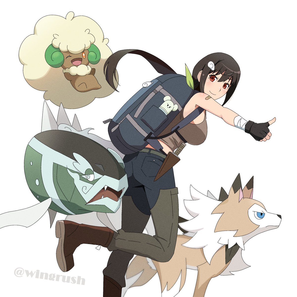 真宵ちゃんと真宵お姉さん描きました
バックパッカー(bw以降)のポーズ！ #POKEMONOGATARI