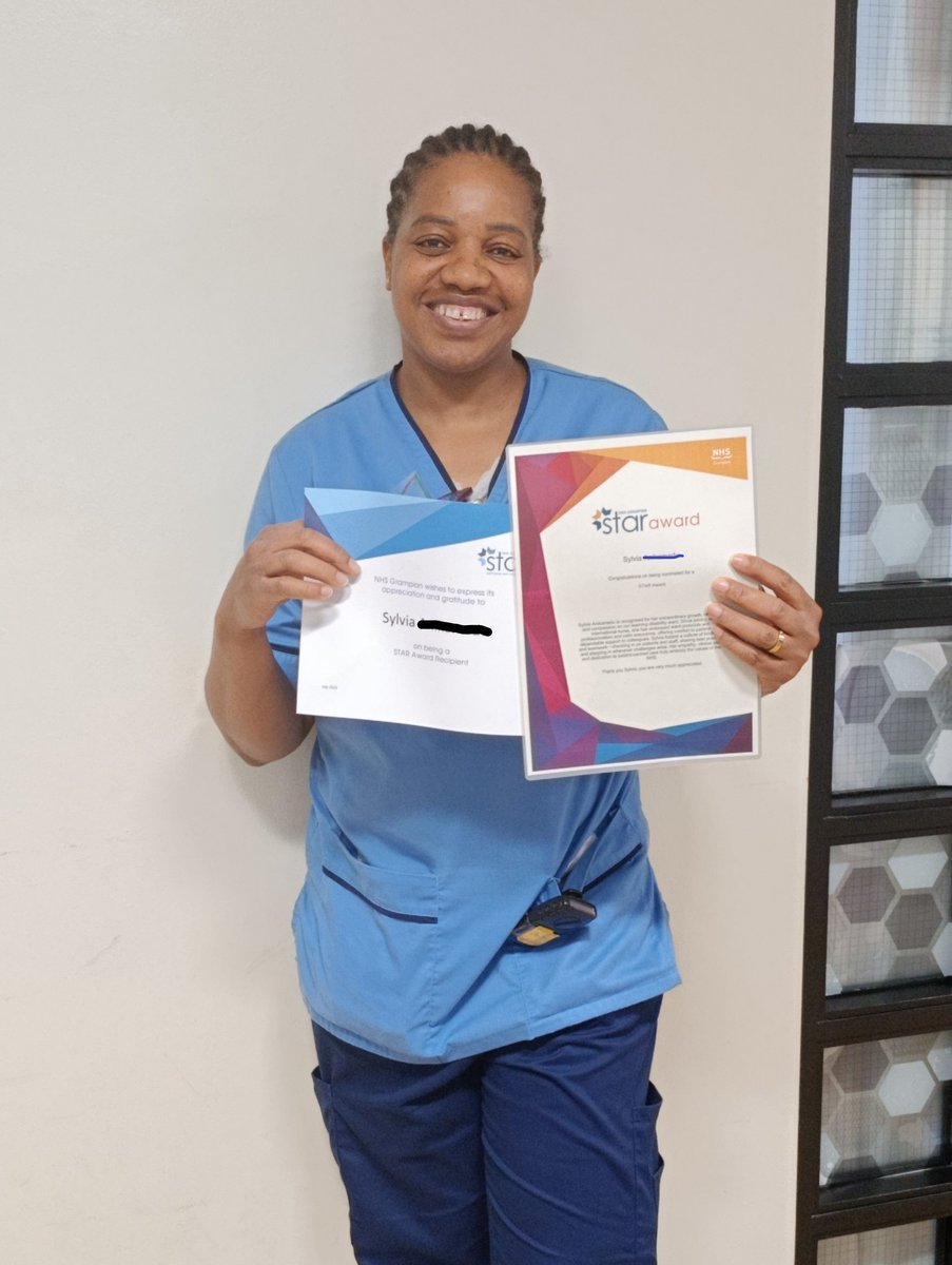 🌟 Huge congratulations to Sylvia—winner of a #NHSGStarAwards!

Her compassion, professionalism &amp; teamwork on our learning disability ward make a real difference every day. A shining example of NHS values in action. Well done, Sylvia!