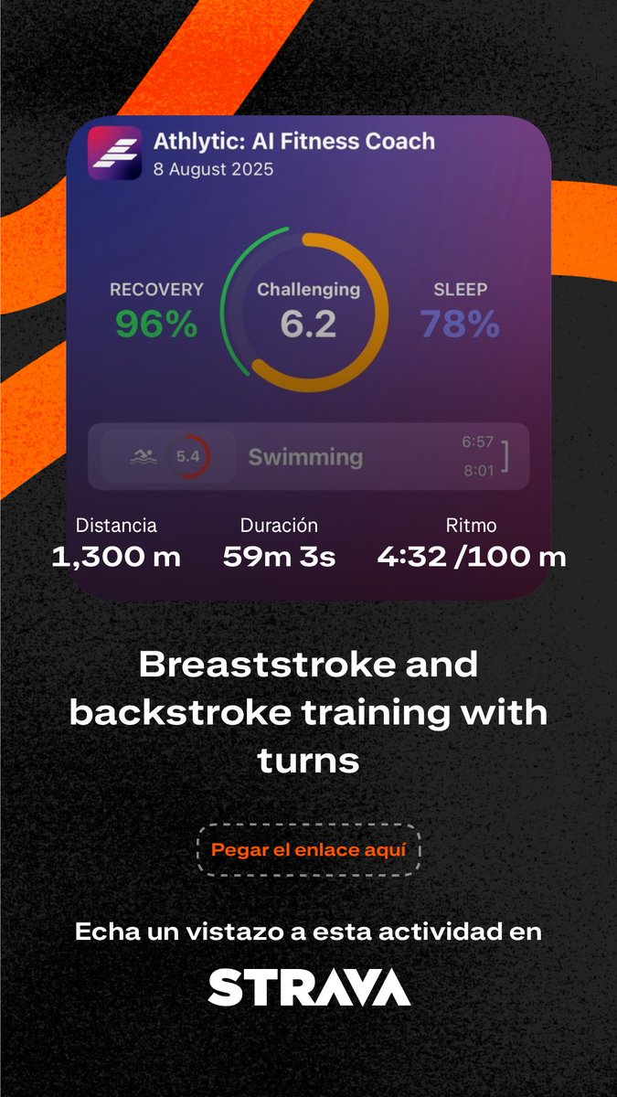 Echa un vistazo a mi nado en Strava.
strava.app.link/9jPPWcewFVb

#strava #athlytic #swimming #fitness