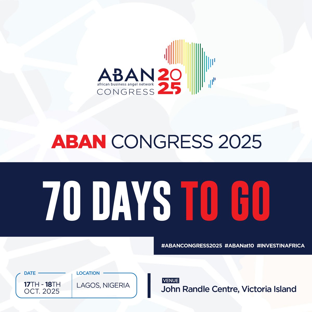 ABAN Angels (@abanangels) on Twitter photo 📢In 70 days, Lagos will host #ABANcongress2025, the gathering powering the future of Africa’s investment landscape!
Be part of the movement that’s rewriting Africa’s investment playbook.
Start by emailing us at secretariat@abanangels.org to explore partnership opportunities! 📢In 70 days, Lagos will host #ABANcongress2025, the gathering powering the future of Africa’s investment landscape!
Be part of the movement that’s rewriting Africa’s investment playbook.
Start by emailing us at secretariat@abanangels.org to explore partnership opportunities!