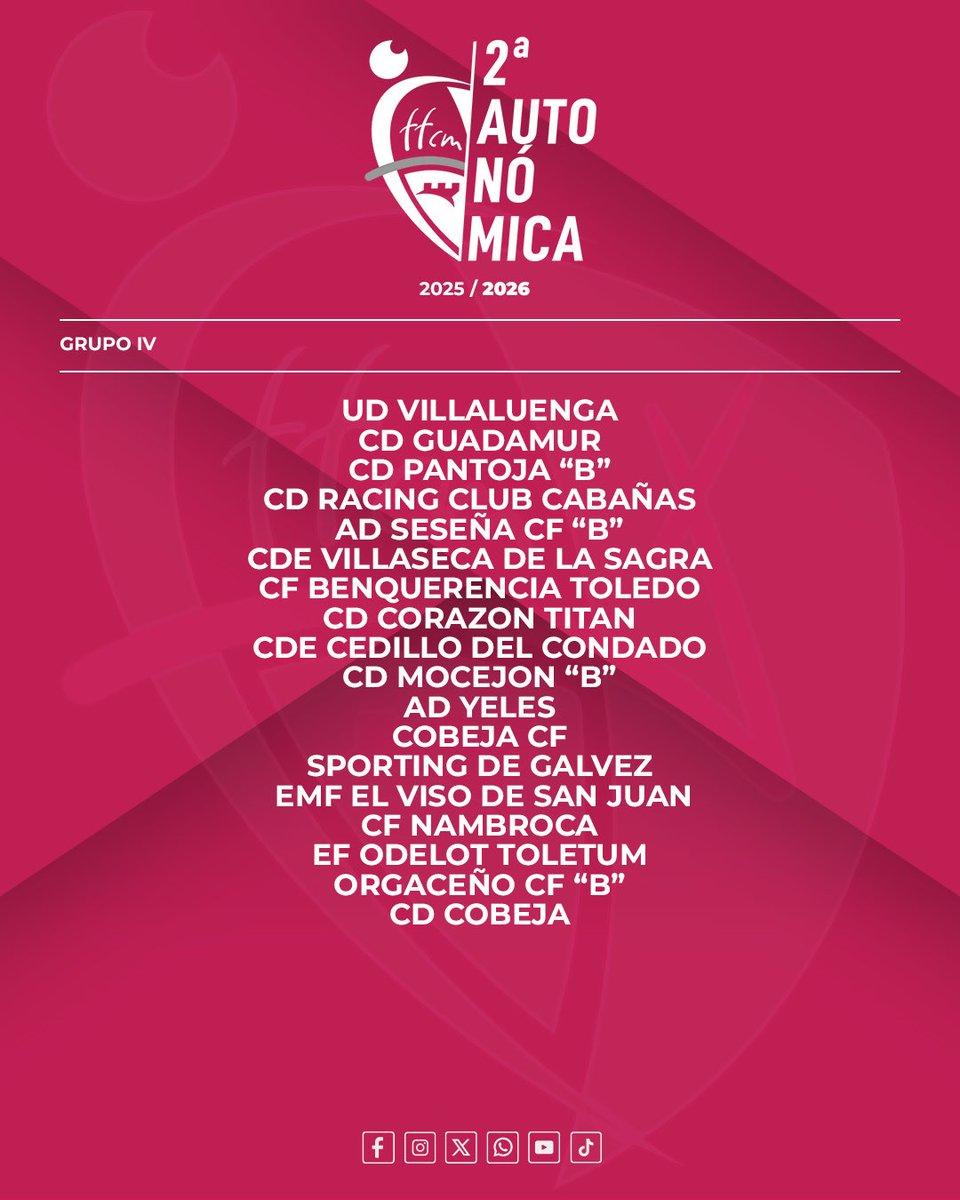 FFCM_es's tweet image. 🏆 Segunda Autonómica

📋 Grupos para la temporada 2025/26

🔗 ffcm.es/pnfg/NNws_ShwN…

#somosCLM | #fútbolCLM