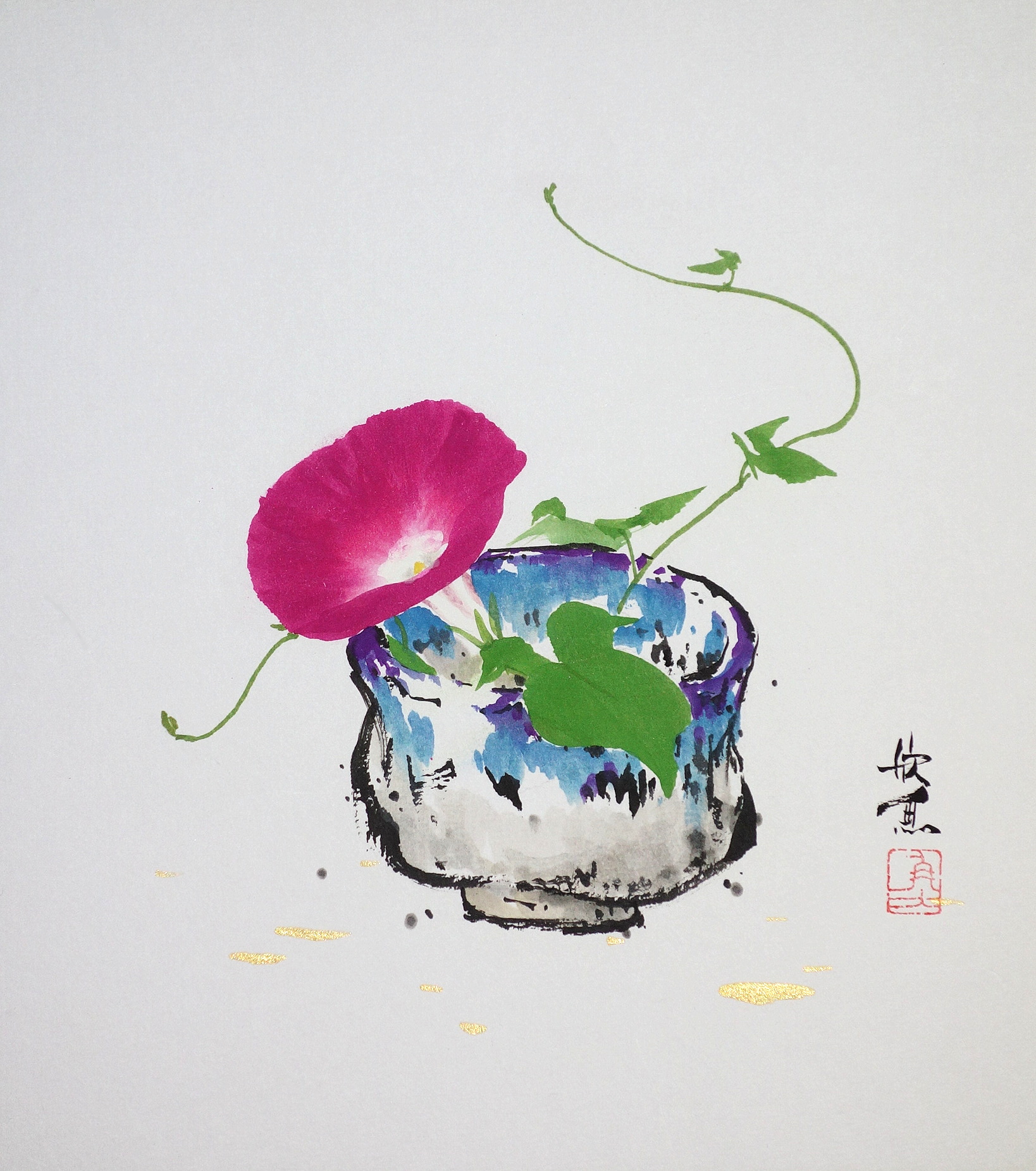 美品】騎も一日に千里なる能わず 西村欣魚 水彩画 絵画