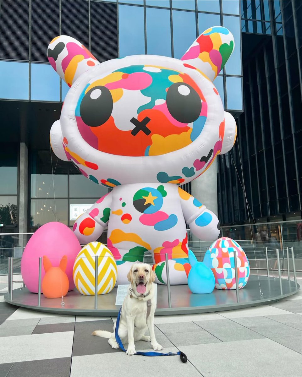 Together with my buddy, welcoming the colorful world with a smile! 🎨🐾 #HappyTimes