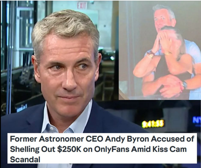 69Jon420's tweet image. From Bad to Worse: Ex-Astronomer CEO Andy Byron, who resigned after being caught cheating at a Coldplay concert, is now accused of spending $250k on X-rated chats with OnlyFans creators—including $40k on model Sophie Rain. “Cheaters are the worst,” she said.