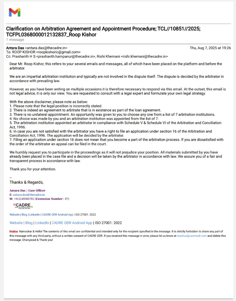 roopkis96620568's tweet image. I have already raised objections before the Arbitrator and concerned legal authorities. The process continues in defiance of basic legal norms and principles of justice. #ArbitrationAbuse #RightToFairTrial