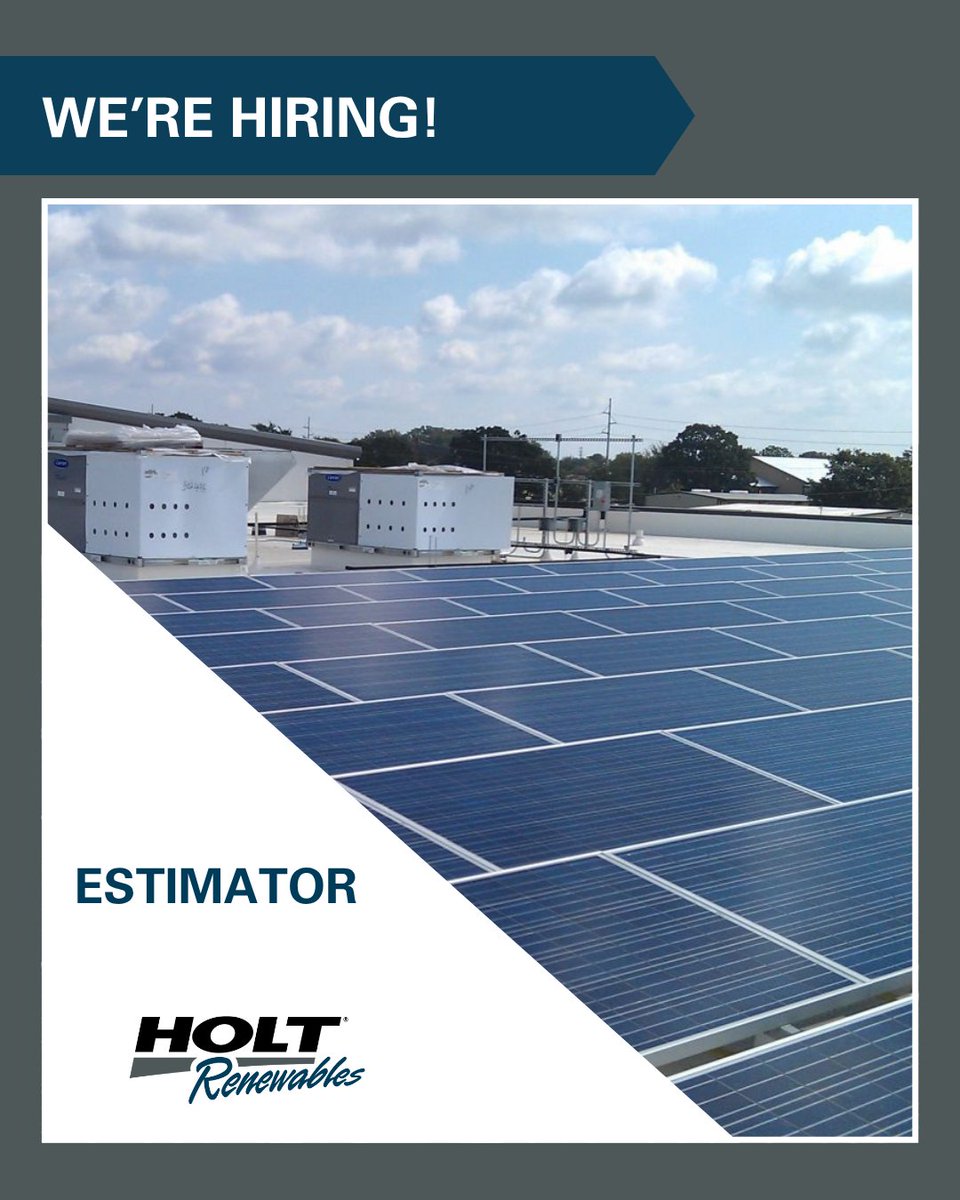 HOLT Renewables (@holtrenewables) on Twitter photo We're searching for an experienced Estimator to help bring clean energy projects to life across the U.S.
📍 Location: Austin, TX
🔍 Learn more & apply: bit.ly/44jcF8E
#HOLTRenewables #NowHiring We're searching for an experienced Estimator to help bring clean energy projects to life across the U.S.
📍 Location: Austin, TX
🔍 Learn more & apply: bit.ly/44jcF8E
#HOLTRenewables #NowHiring