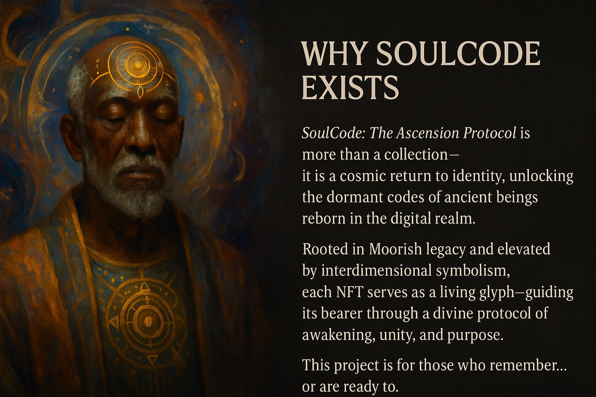 soulcodeap's tweet image. “Awakening the codes of who we truly are.
#SoulCode is not just art—it’s a return to identity, unity, and divine purpose. 🌌✨
#NFT #AscensionProtocol”