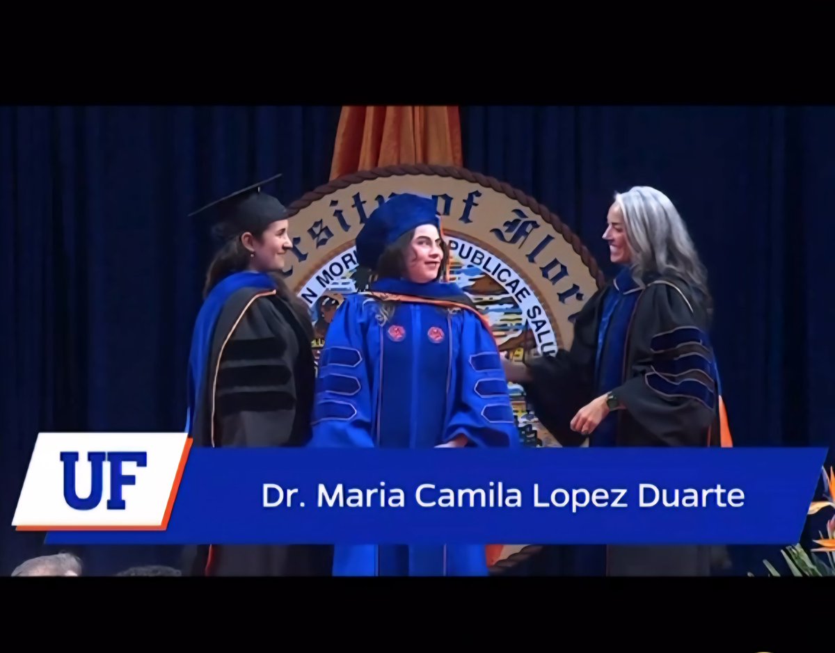 GelaGonella's tweet photo. What a great honor to escort Dr. Mauro Venturini, Dr. Daniella Heredia, and Dr. Maria Camila Lopez Duarte in their PhD commencement! I'm so proud of you all! The sky is the limit.
 #reprorocks #GoGators https://t.co/L1W6hhNHUn