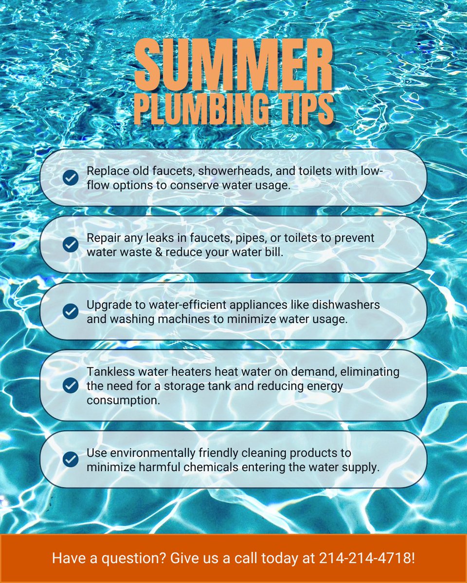 metroflowplumb's tweet photo. High temps + heavy water use = plumbing stress. Here’s your August checklist to stay worry-free.

Got a plumbing problem? Contact us today!

☎️214-214-4718💻https://t.co/aOKHD4zwkR⏰24/7

#PlumbingTips #SummerMaintenance #DallasPlumbing #DallasTX #Summer #DallasHomes https://t.co/lcNmQ13Z2R