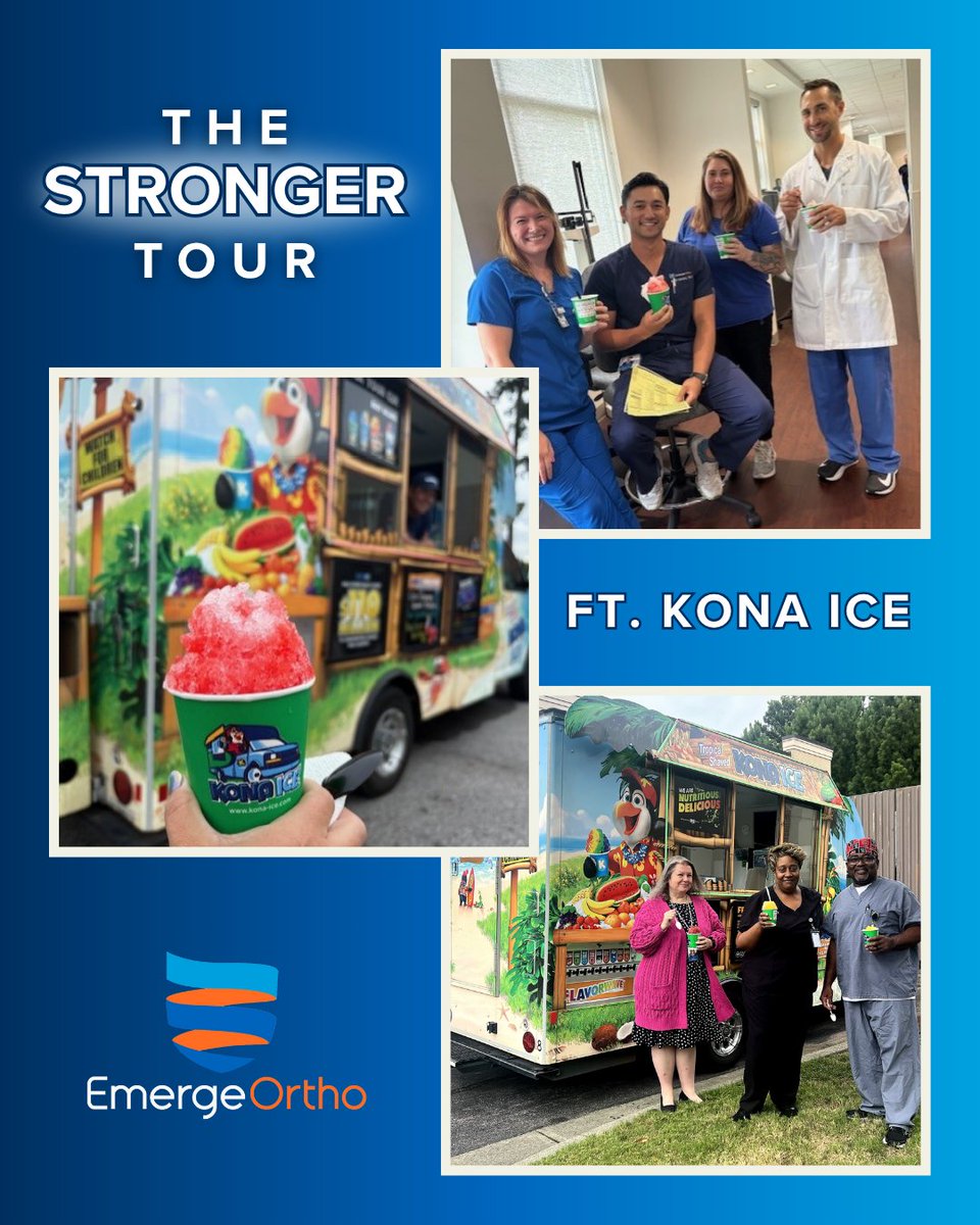 The Stronger Tour made a very cool stop in the Triangle Region with a sweet treat from Kona Ice! 🍧

Huge thanks to our team for keeping patients moving, you're the rockstars behind EmergeOrtho’s strength. 💙🎸

#Emergeaversary #Emergers #TriangleRegion #EmployeeAppreciation