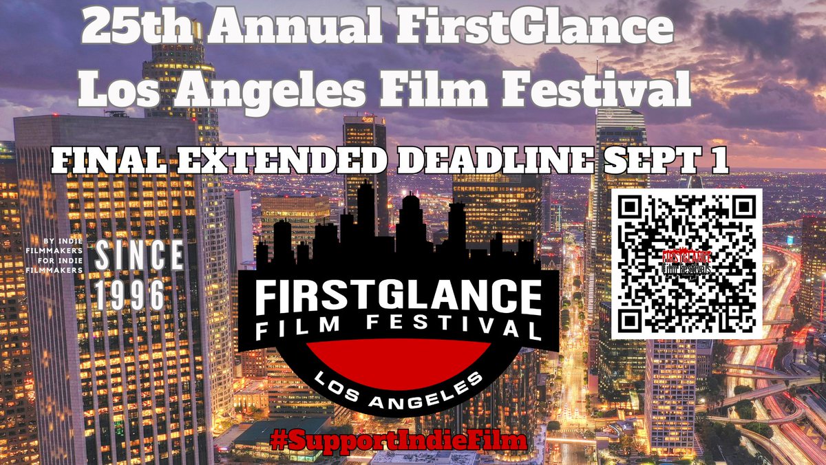 #filmmakers
25th <a href="/FirstGlanceFilm/">FirstGlance Film Festivals- Checkmark since 2019</a> #losangeles #filmfestival
LA's longest running #indiefilm #festival
#SciFi #horror #drama #comedy 
FINAL EXTENDED DEADLINE Sept 1 
filmfreeway.com/FirstGlanceLos… #SupportIndieFilm #FilmTwitter #FilmX