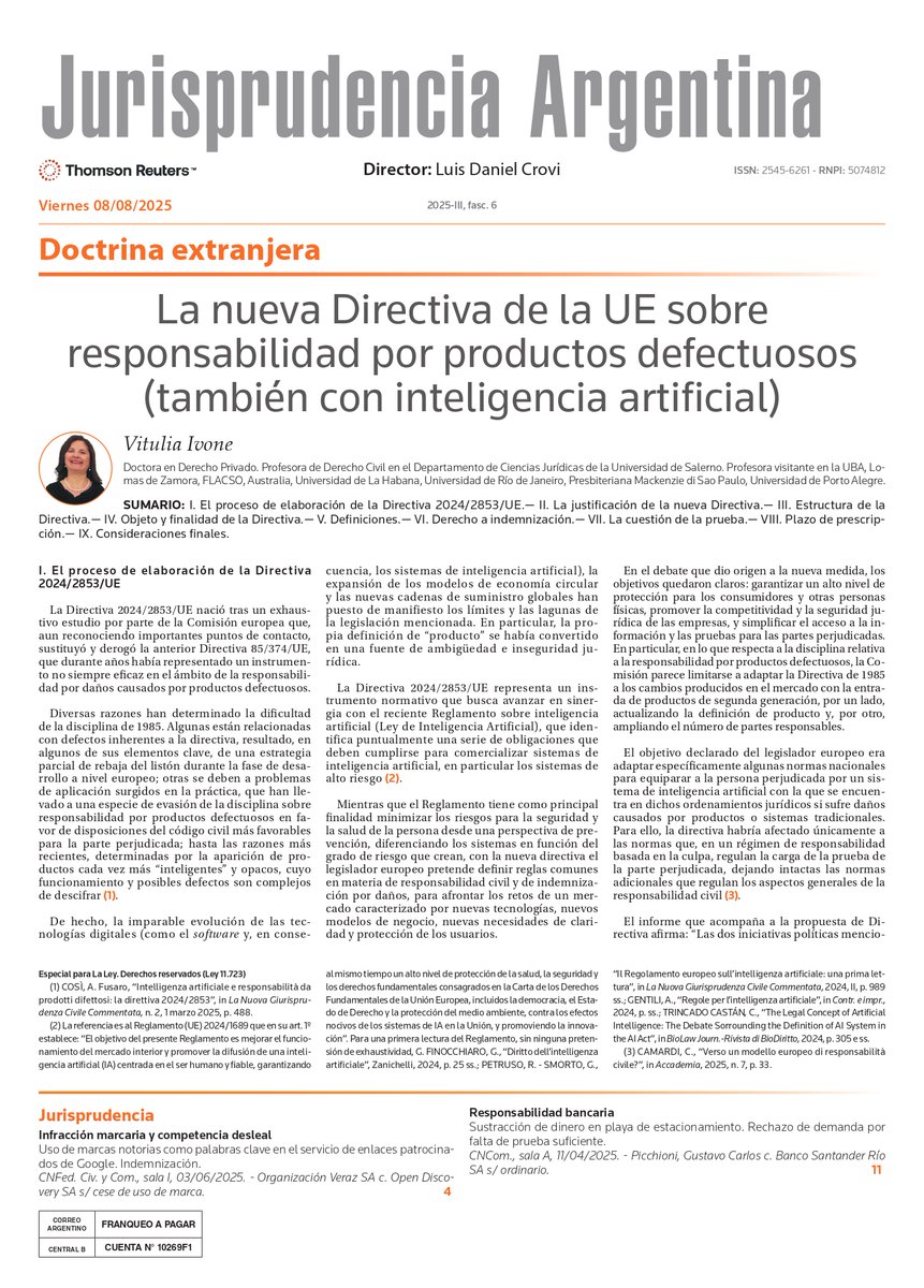 📚𝐉𝐮𝐫𝐢𝐬𝐩𝐫𝐮𝐝𝐞𝐧𝐜𝐢𝐚 𝐀𝐫𝐠𝐞𝐧𝐭𝐢𝐧𝐚

En esta edición contamos con la colaboración de Vitulia Ivone
