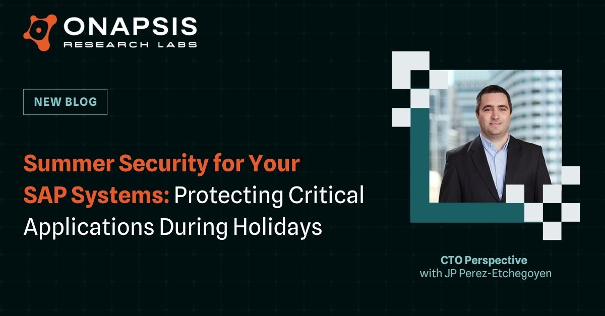 onapsis's tweet image. Summer holidays mean PTO! But while you're OOO, threat actors aren't. Reduced staffing creates a perfect storm for #cyberattacks.
Get our summer security tips to keep your organization safe all season long. ☀️
bit.ly/47nw4qN
#SAPSecurity #Cybersecurity