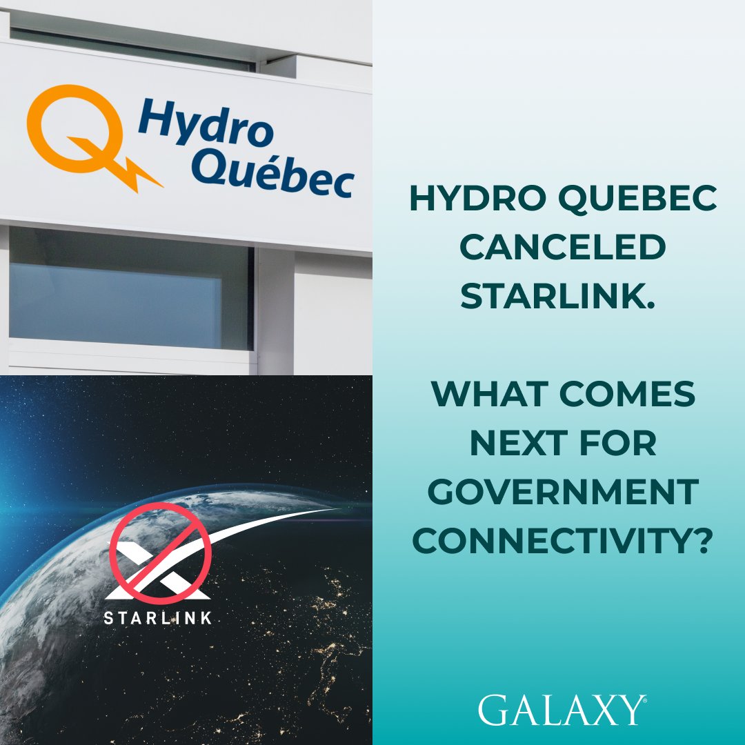 Hydro-Québec just canceled Starlink. 🚨 

Why? Because consumer-grade internet isn't built for critical infrastructure. 

Galaxy Broadband + OneWeb delivers secure, SLA-backed, enterprise-first connectivity. 

See why it matters → galaxybroadband.ca
