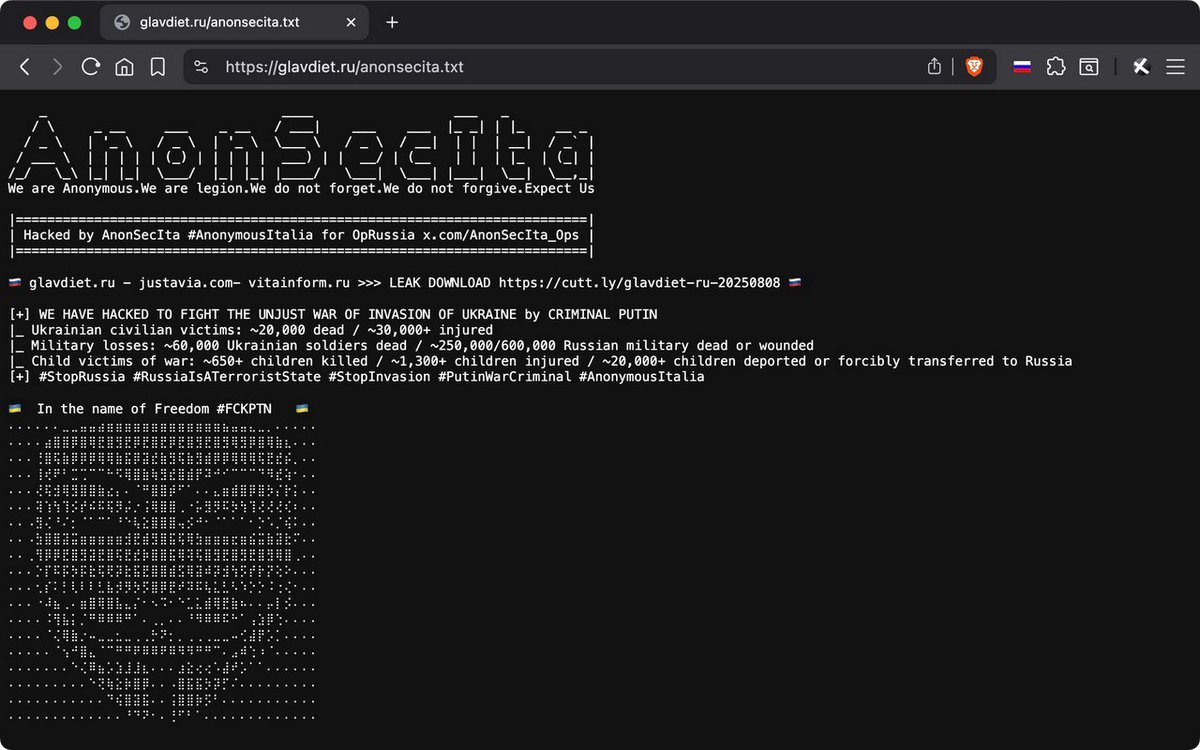 🏴‍☠️ Personal note 👉 glavdiet[.]ru/anonsecita.txt
 web.archive.org/web/2025080820…