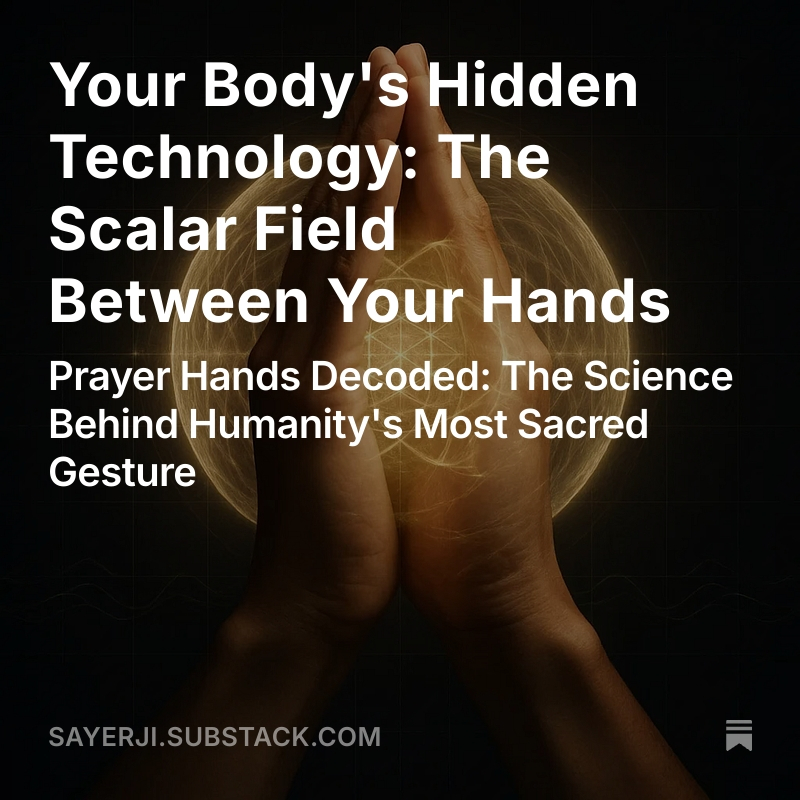 Press your palms together at your heart. Feel that warmth?

You've just activated:

✅A scalar field between your palms
✅Heart-brain coherence
✅A negentropic healing wave

Your grandma was right about prayer. She just didn't know she was doing scalar field physics. ✨

Learn