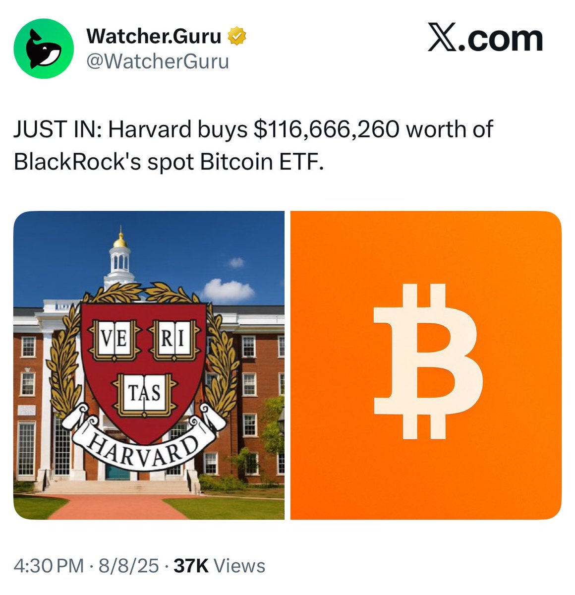 Harvard University just bought Bitcoin Exit liquidity has arrived boys