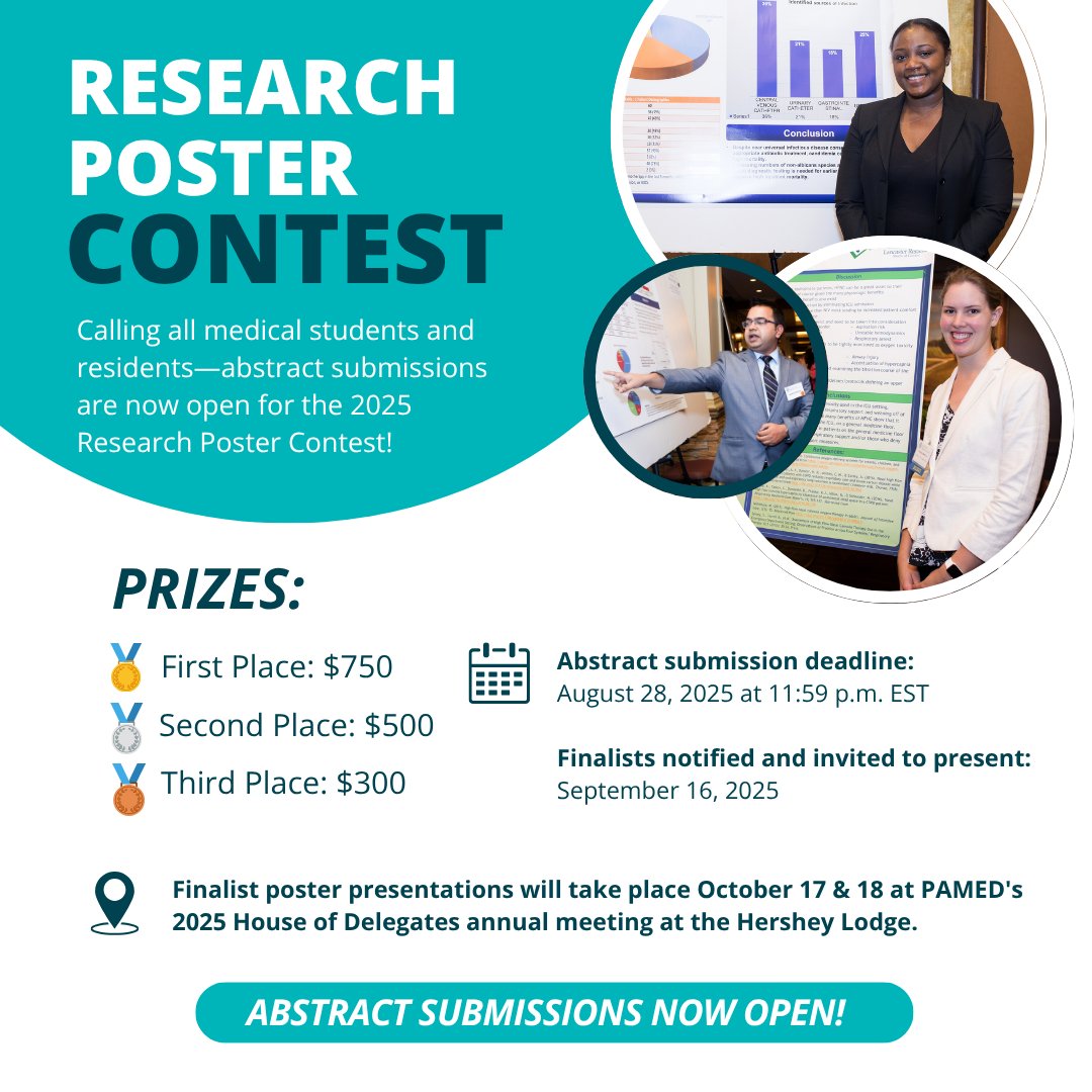 🎓 Calling all medical students &amp; residents: Abstract submissions are now OPEN for PAMED’s 2025 Research Poster Contest! This is your opportunity to present your research, compete for cash prizes, and gain recognition among peers and leaders in medicine!

The submission deadline