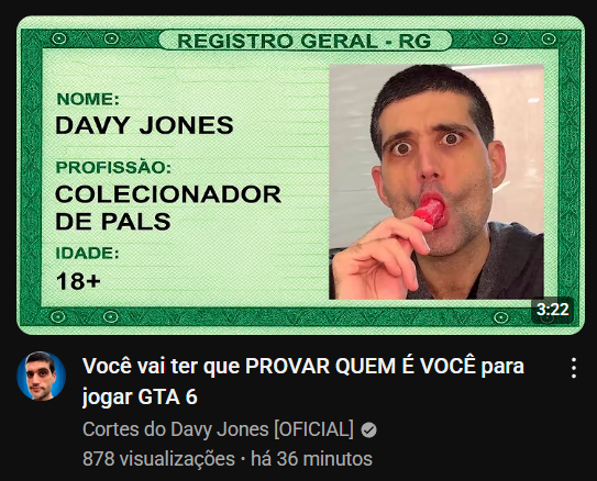 KKKKKKKK vsf davy jones eu te amo muito