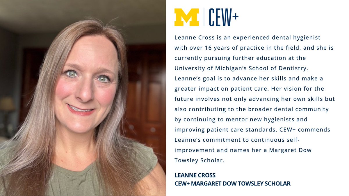 Leanne Cross is currently pursuing further education at <a href="/UMichDentistry/">UM SchoolofDentistry</a> after 16 years in the field. Leanne not only wants to advance her own skills but also to contribute to the broader dental community by improving patient care standards. bit.ly/4onQwOy