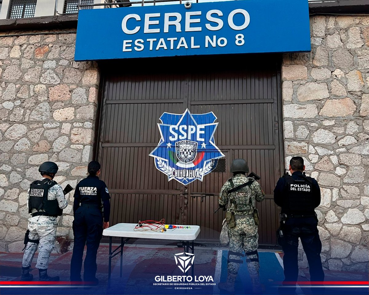 Gilberto Loya (@comisarioloya) on Twitter photo En coordinación con la <a href="/Defensamx1/">@Defensamx</a> y la <a href="/GN_MEXICO_/">Guardia Nacional</a>, realizamos inspecciones extraordinarias en el CERESO No. 8 de Guachochi, asegurando artículos prohibidos. Nuestro objetivo: prevenir riesgos, mantener el orden y proteger la integridad de internos y personal. En coordinación con la <a href="/Defensamx1/">@Defensamx</a> y la <a href="/GN_MEXICO_/">Guardia Nacional</a>, realizamos inspecciones extraordinarias en el CERESO No. 8 de Guachochi, asegurando artículos prohibidos. Nuestro objetivo: prevenir riesgos, mantener el orden y proteger la integridad de internos y personal.