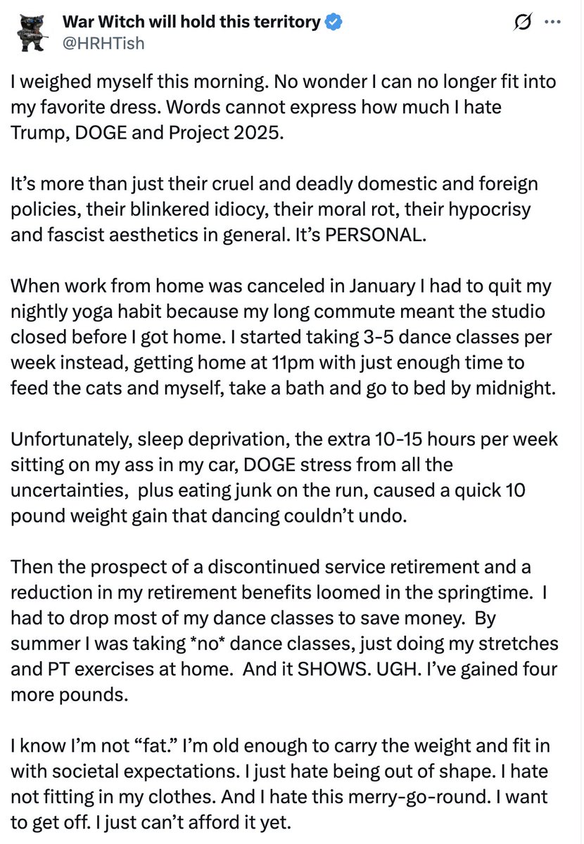 The ability for this person to blame gaining weight on Trump is really impressive. Why can't Liberals ever take responsibility for their own lives?