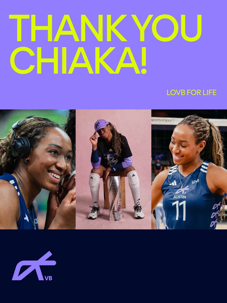 Thank you to this LOVB Legend.

A founding athlete. A champion. An icon. Let’s show some heartfelt appreciation to Chiaka as she embarks on her next chapter.

Forever a part of the LOVB family💜

#LOVBForLife #lovbatx