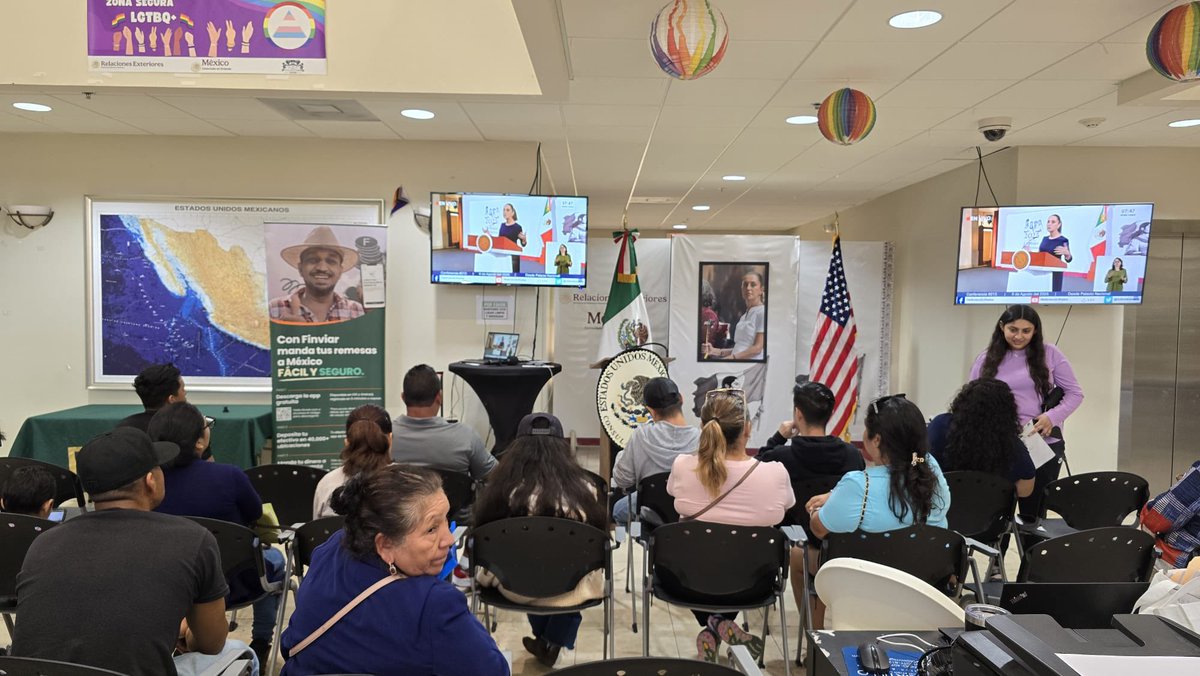 Consulado de México en Orlando (@consulmexorl) on Twitter photo 📢 Como todos los días, en las pantallas del <a href="/ConsulMexOrl/">Consulado de México en Orlando</a> se transmite la conferencia mañanera de la Presidenta <a href="/Claudiashein/">Claudia Sheinbaum Pardo</a>
✅ Se informó que en los últimos 7 meses se redujo en 14% las reproducciones de canciones sobre apología de violencia.
✅ Se informó que la actividad 📢 Como todos los días, en las pantallas del <a href="/ConsulMexOrl/">Consulado de México en Orlando</a> se transmite la conferencia mañanera de la Presidenta <a href="/Claudiashein/">Claudia Sheinbaum Pardo</a>
✅ Se informó que en los últimos 7 meses se redujo en 14% las reproducciones de canciones sobre apología de violencia.
✅ Se informó que la actividad
