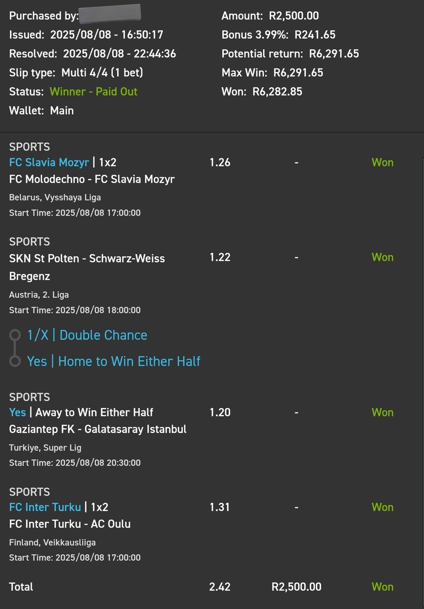 R6 282 in the bag

🔥🔥🔥🔥BOOM🔥🔥🔥

Congratulations 🎊 if you followed 

T&amp;Cs Apply 18+
💛💛💛💛💛