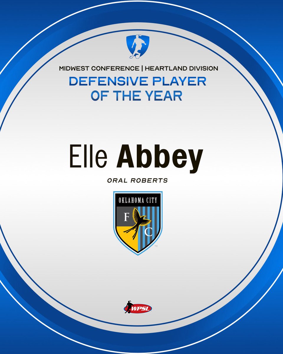 A brick 𝐰𝐚𝐥𝐥 🧱

Congratulations to ORU women’s soccer alum and Oklahoma City FC star, Elle Abbey on her Heartland Division Defensive Player of the Year and Best XI selections!

#ORUWSOC | #GoldenStandard