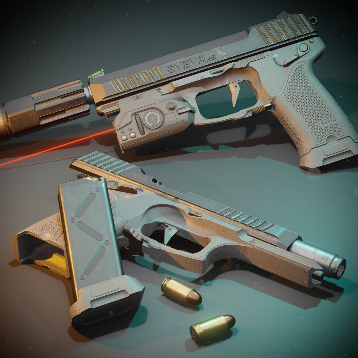 My Pistol rig is now available!

I've added a couple more things to it alongside the helpers:
- More laser attachment customisers.
- Pistol pivot bone for spin animations.
- Made the rig work when scaled.

Check it out!
&gt;&gt; ryanlykos.gumroad.com/l/Advanced_Pis…

#blender #rig #rigging