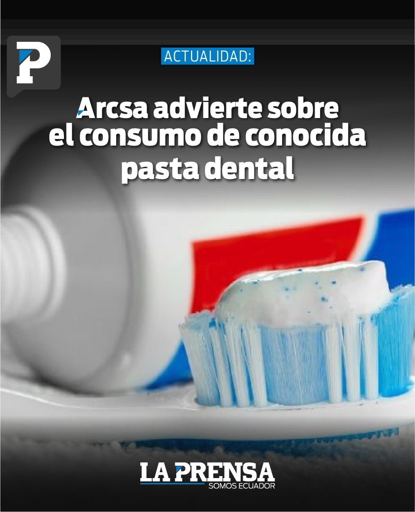 SomosLaPrensaEc's tweet image. 📢#Nacional ¿De qué pasta dental se trata?. Conoce más 👉 acortar.link/4bI28t
@Arcsa_Ec @CP_News 
#LaPrensaInforma #colgate #Ecuador #ArcsaMovil