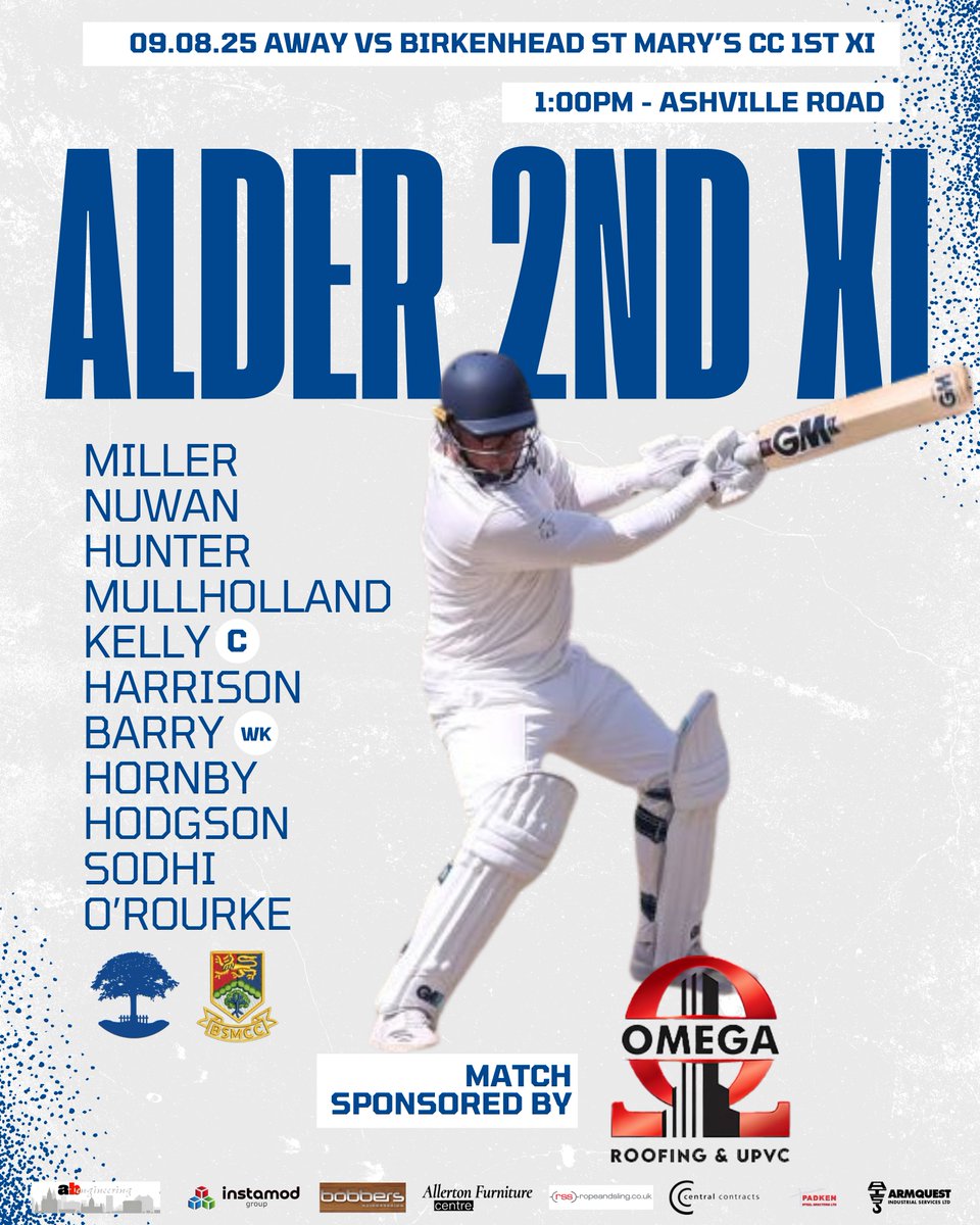 ALDER CC LINEUPS - SATURDAY 9TH AUGUST

1st XI - HOME vs Goose Green
2nd XI - AWAY vs Birkenhead St Mary's

Up the Alder!