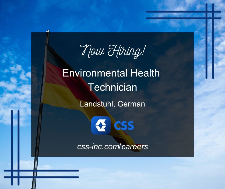 We’re hiring an #EnvironmentalHealth Technicians to support the U.S. Army's Public Health Command Europe. This position is located in Landstuhl, Germany. View the full description and apply here: cssinc.isolvedhire.com/jobs/1555423 #NowHiring #ApplyHere