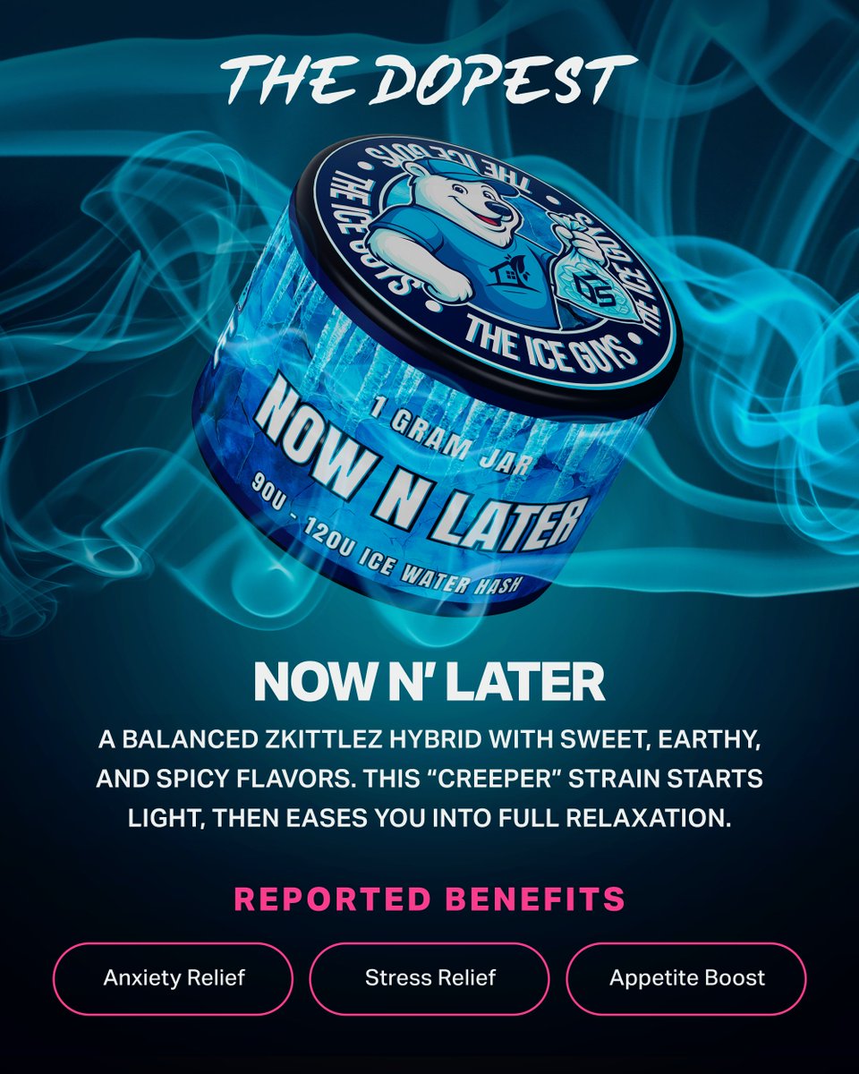 🚨 Just dropped: 2 new ICE HASH strains from Hash House x The Dopest Shop 🔥
🥜 Peanut Butter Breath
🍬 Now N Later
Solventless. Sticky. Stupid flavorful.
 LIMITED QUANTITIES — don’t sleep 😮‍💨